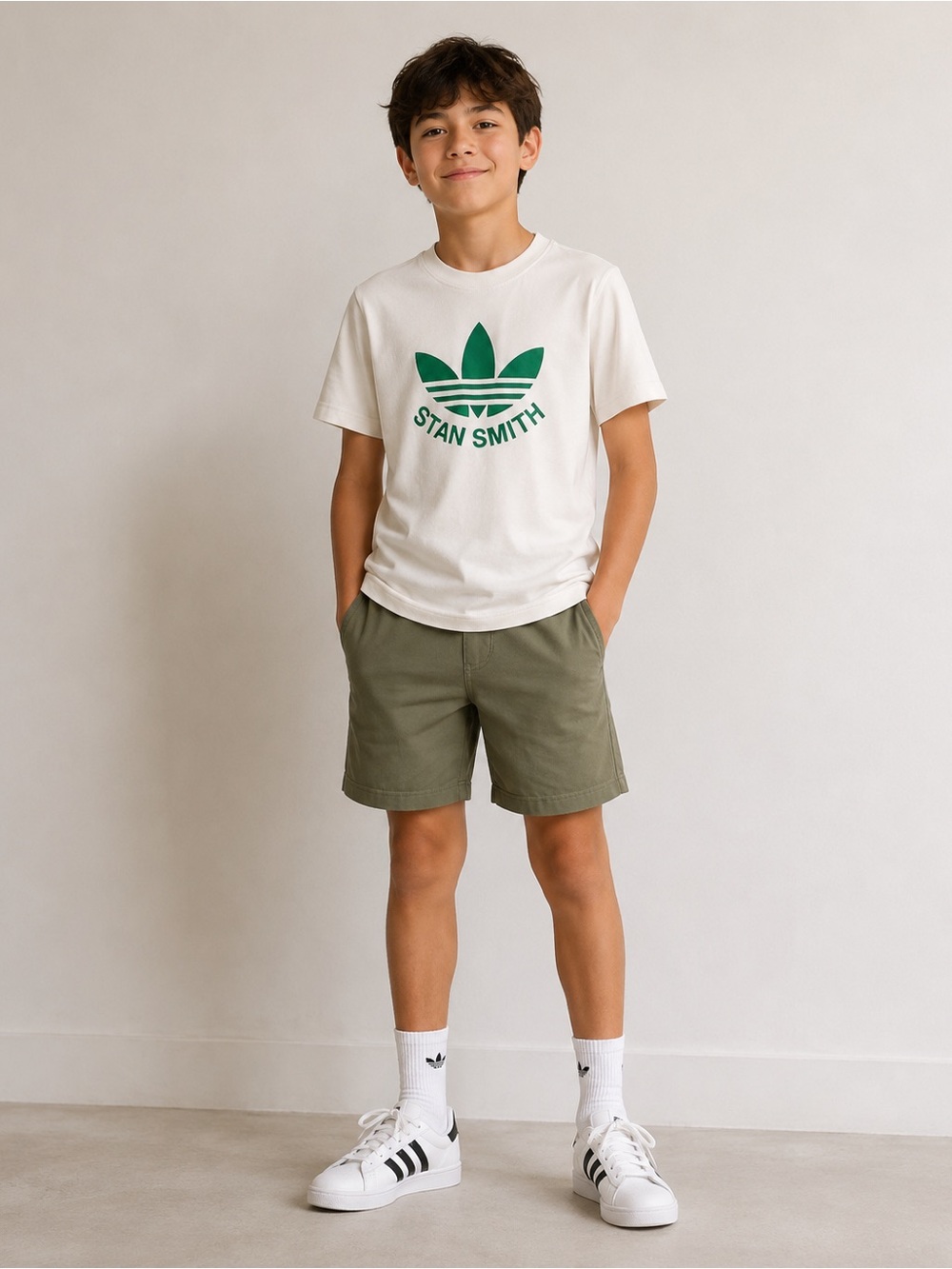 Adidas Originals Stan Smith Logo T-Shirt Boys Medium (11–12Y) | Organic Cotton